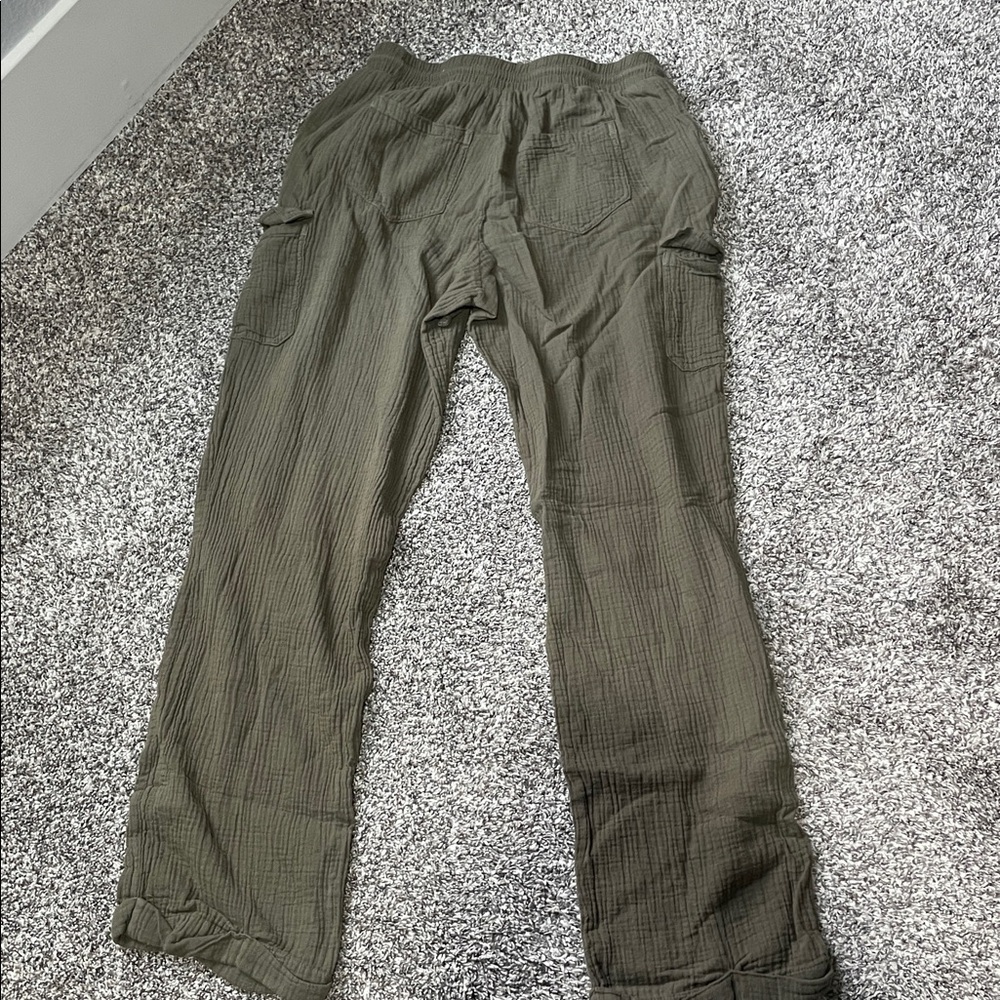 Olive Green Women’s casual cargo pants size S long - Picture 3 of 3